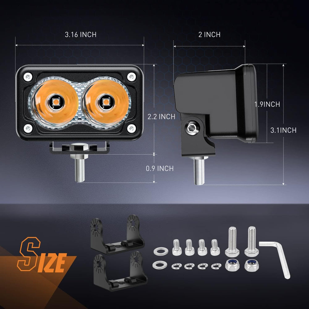 Nilight 3Inch Amber LED Light Pods 2PCS 10W Super Spot Fog Lights Auxiliary D...