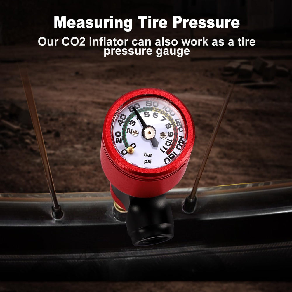 CO2 Bike Tire Inflator - Push-Button Presta & Schrader Compatible CO2 Bik...