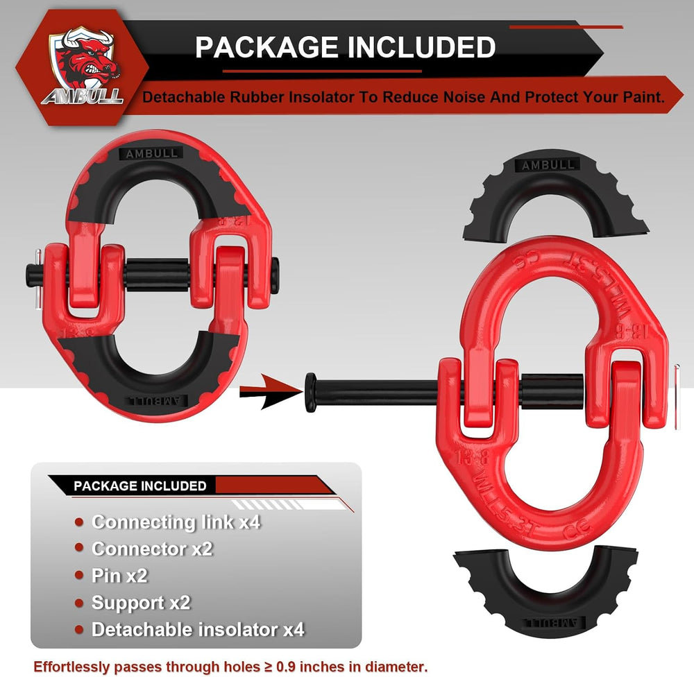 2 Pack 1/2" Safety Chain Connector Link, G80 Tow Hitch Hammerlock Coupli...