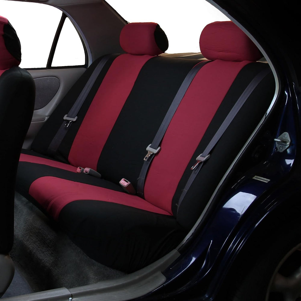FH Group Flat Cloth Seat Covers Front Seat and Solid Rear Bench Full Set with...