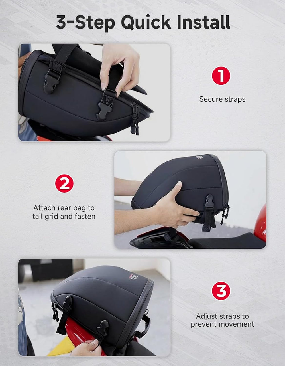 KEMIMOTO Motorcycle Tail Bag, Expandable 10.5L-12.5L Waterproof Motorcycle Re...