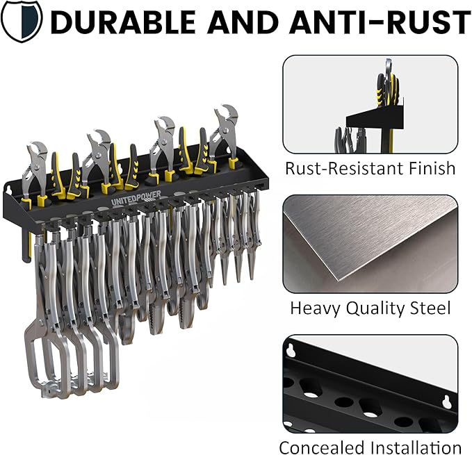 UNITEDPOWER Vise Grip Holder, Wall Mount Pliers Storage Rack Organizer