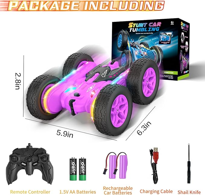 Remote Control Car, Rc Cars Stunt RC Car Toys New Upgraded Strip Lights and