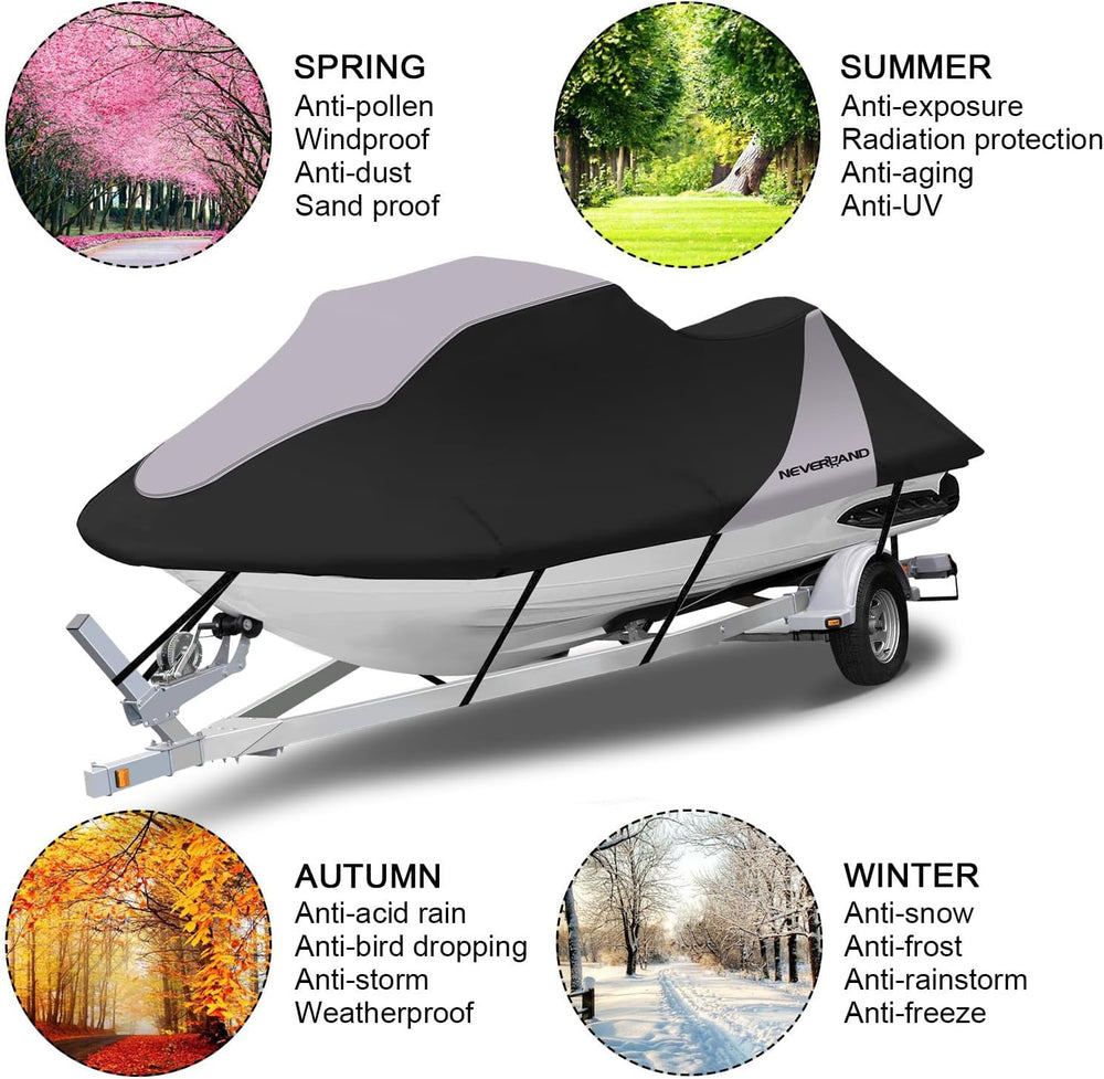 Trailerable Jet Ski Cover Waterproof Jetski Cover 115" to 120"(Grey)