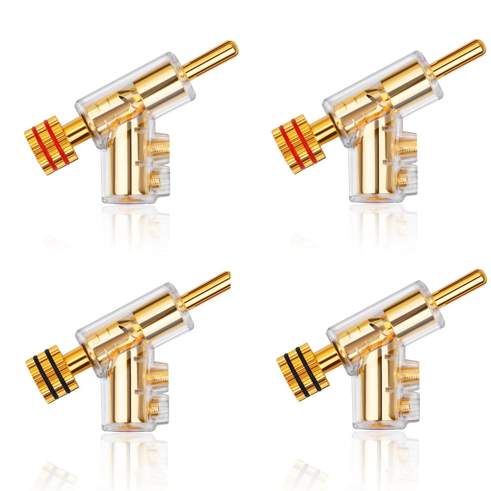 Acogedor 4Pcs Banana Plugs, BA1403 Angled Locking 24K Gold Plated