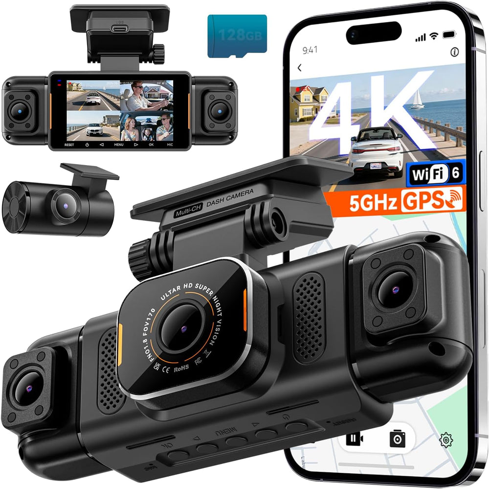 IIWEY N5 PRO 4K 4 Channel Dash Cam, 360ยฐ View 1080P Rear Inside