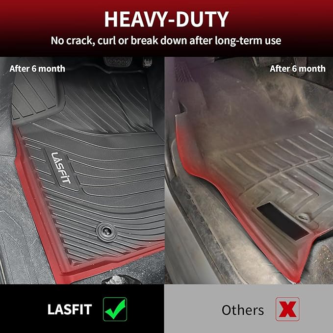 LASFIT Floor Mats for Toyota Tacoma 2016-2023 Double Cab All Weather Custom Fit