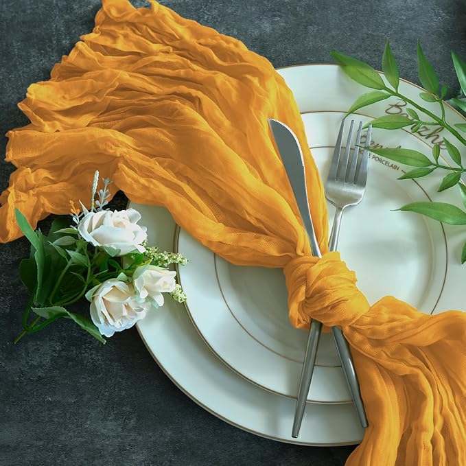 Sioloc Yellow Cheesecloth Table Runner Fall Autumn Decor for Home 10ft Table ...
