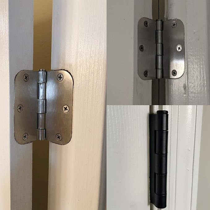 42 Pack Matte Black Door Hinges 3.5 Inch 5/8" Radius, Interior 3 1/2&quo...