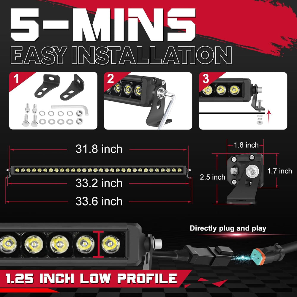 OFFROADTOWN 30'' 300W LED Light Bar Single Row Off Road Driving Lights