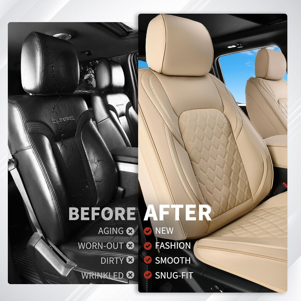 Huidasource F250 Front Seat Covers, 360° Full Coverage Leather Car Seat Prote...