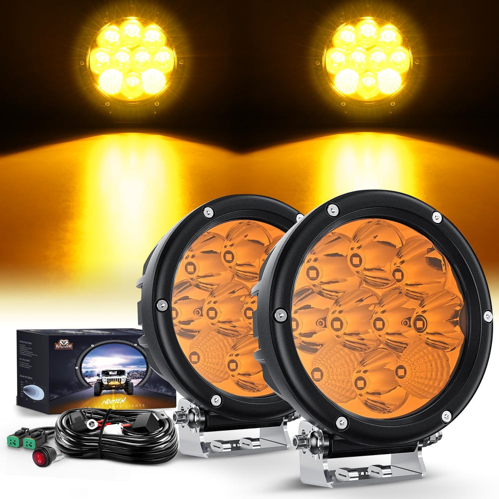 Nilight 5.7 Inch Amber LED Driving Light Round 50W Yellow Fog Spot Flood Combo