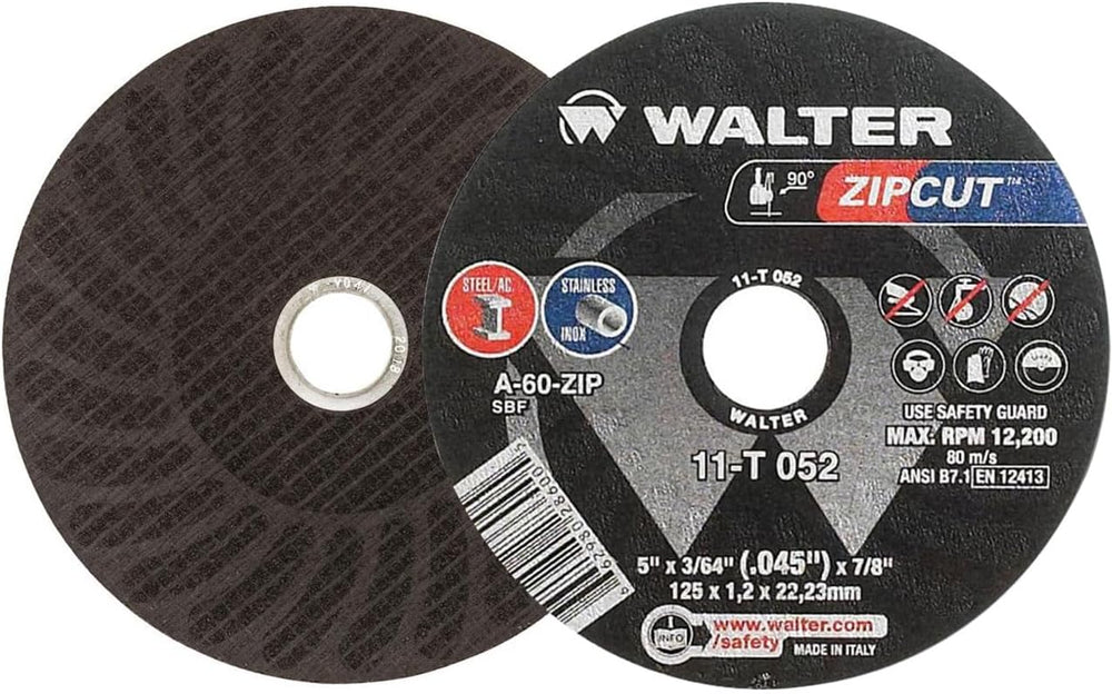 Walter 11T052 5x3/64x7/8 Zip Performance Cut-Off Wheels Type 1 A60 Grit, 25 Pack
