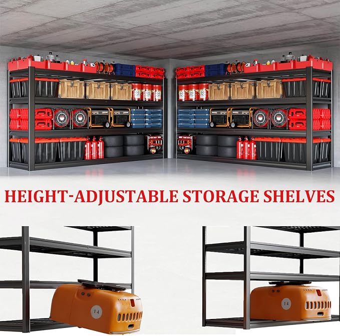 67" Wide Garage Shelving Unit, 3500 LBS Capacity, Industrial Adjustable ...