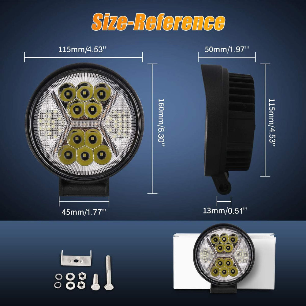 2PCS Round LED Pods Driving Lights Bar with Amber DRL Light - 117W 12000LM Fl...