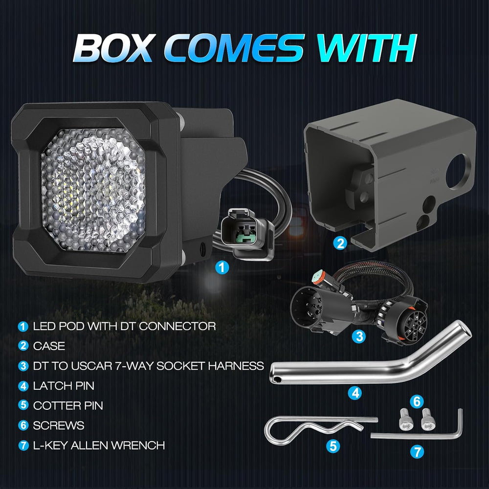 Flood Hitch Lights Kits, Niwaker LED Reverse Light for 2x2 Inch Trailer Hitch...