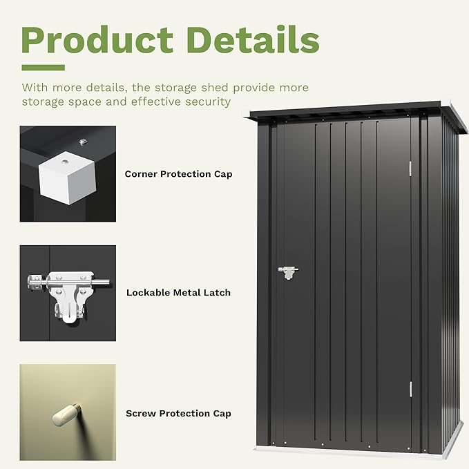 Devoko 3x3 FT Outdoor Storage Shed, Small Garden Tool Shed