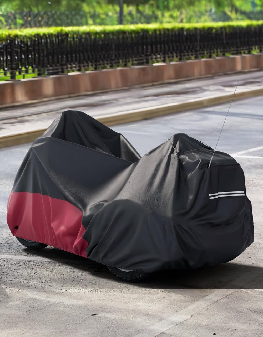 KEMIMOTO Heavy Duty 3 Wheel 420D Motorcycle Cover with Antenna Opening Compat...