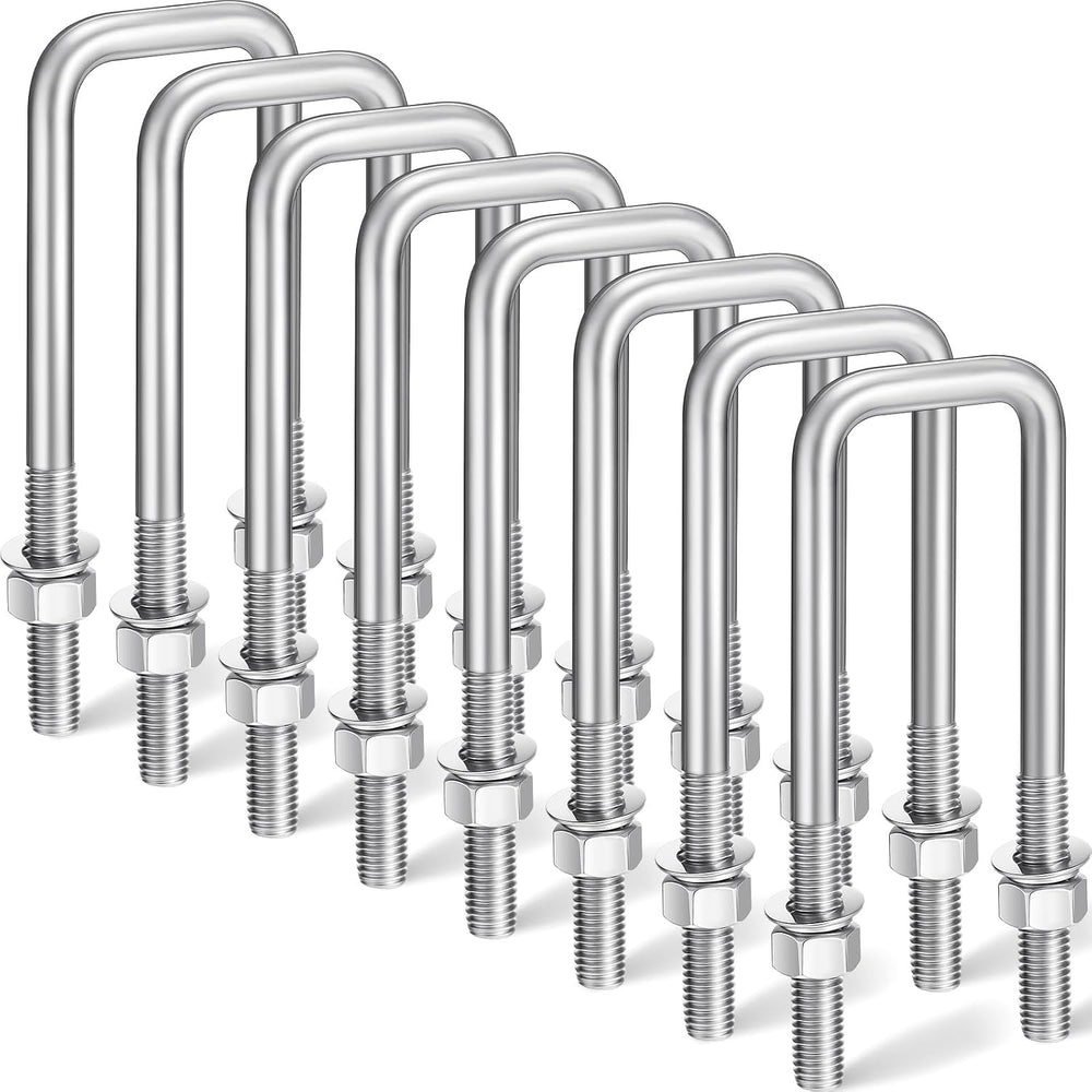 Hicarer 8 Set Square U Bolts 2 Inch Wide, Stainless Steel Square U Bolts