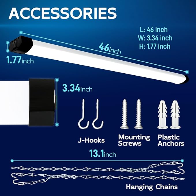 hykolity 4FT 120W LED Shop Light Linkable, 5000K Utility Shop Lights