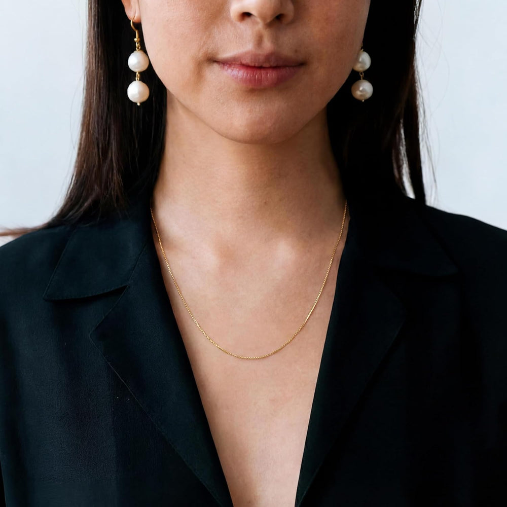 14K Gold Box Chain Necklace for Women 14K Gold Necklaces for Women
