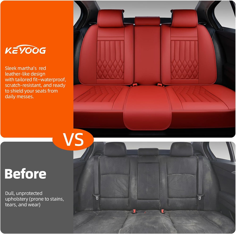 5-Seater Waterproof and Breathable Nappa Leather Car Seat Covers Full Set, Fi...