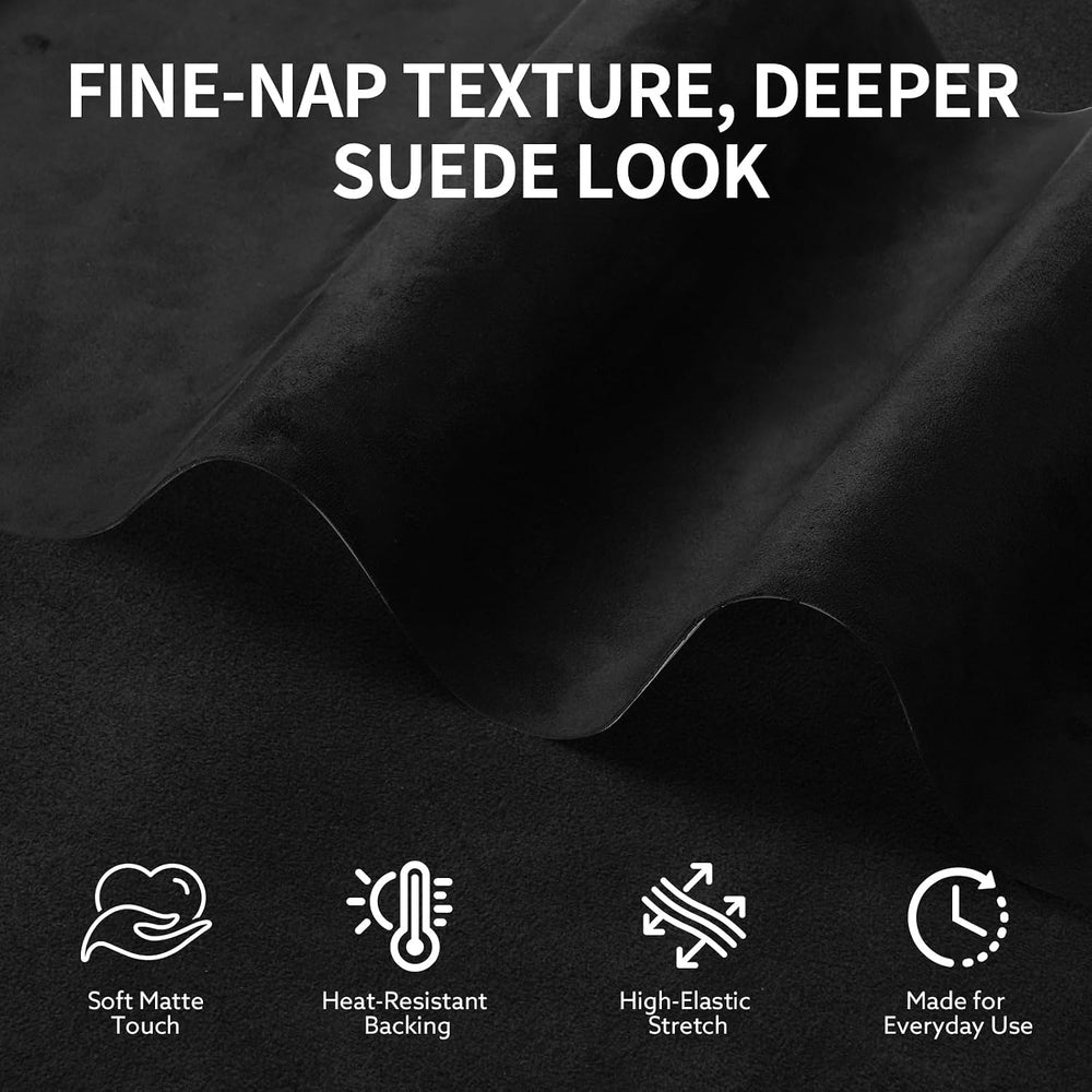 Suede Fabric Wrap for Car Interior, Black, 24 x 72 in