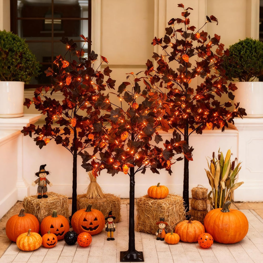 TYBEEU Halloween Decor Set โ 4ft, 5ft & 6ft Black Maple Trees