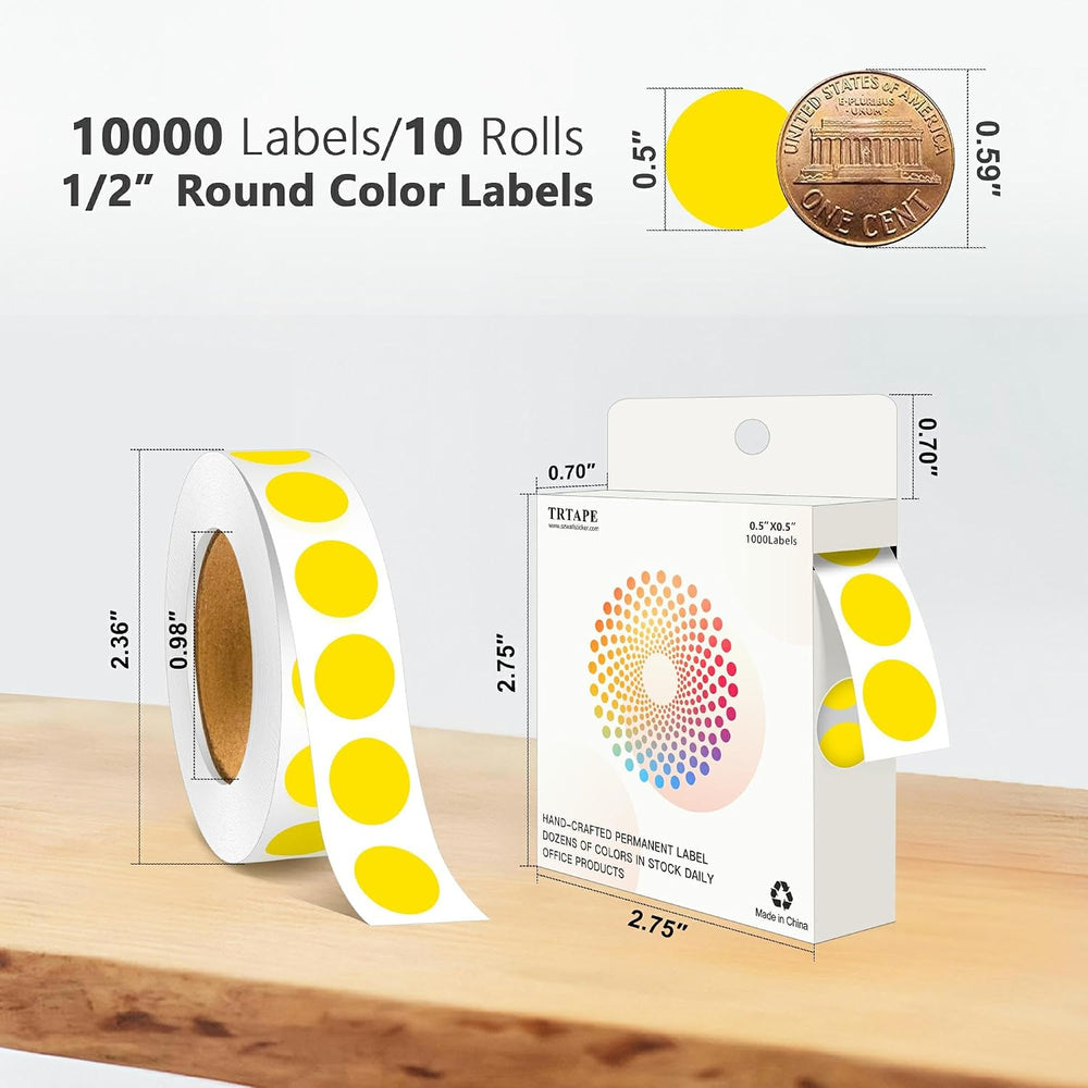 1/2 Inch Round Color Coding Dots, 10000 Round Stickers Dot Stickers