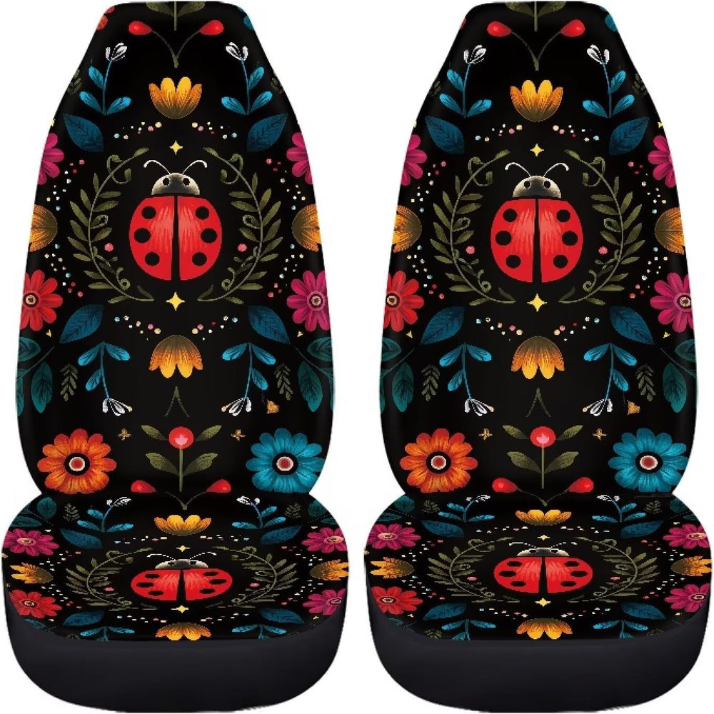 Bulopur Floral Ladybug Car Seat Covers Front Seats Only Breathable Automotive...