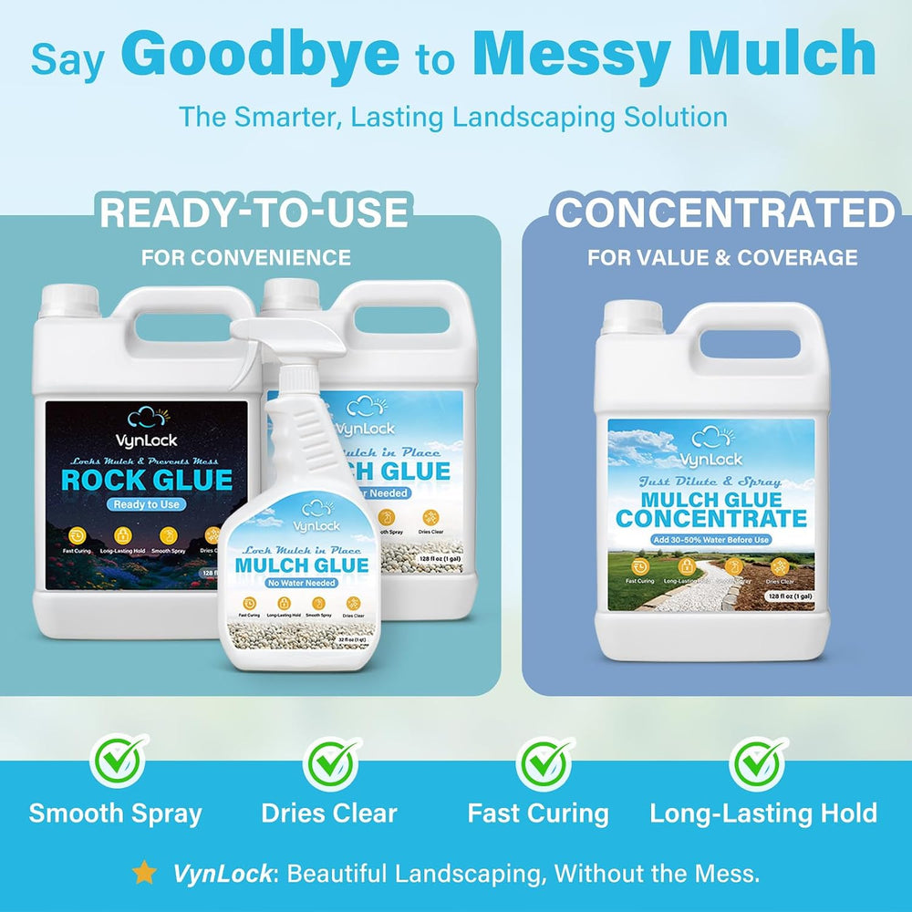 Mulch Glue for Landscaping, 2 Gallon Rock Glue with Rake, Ready to Use