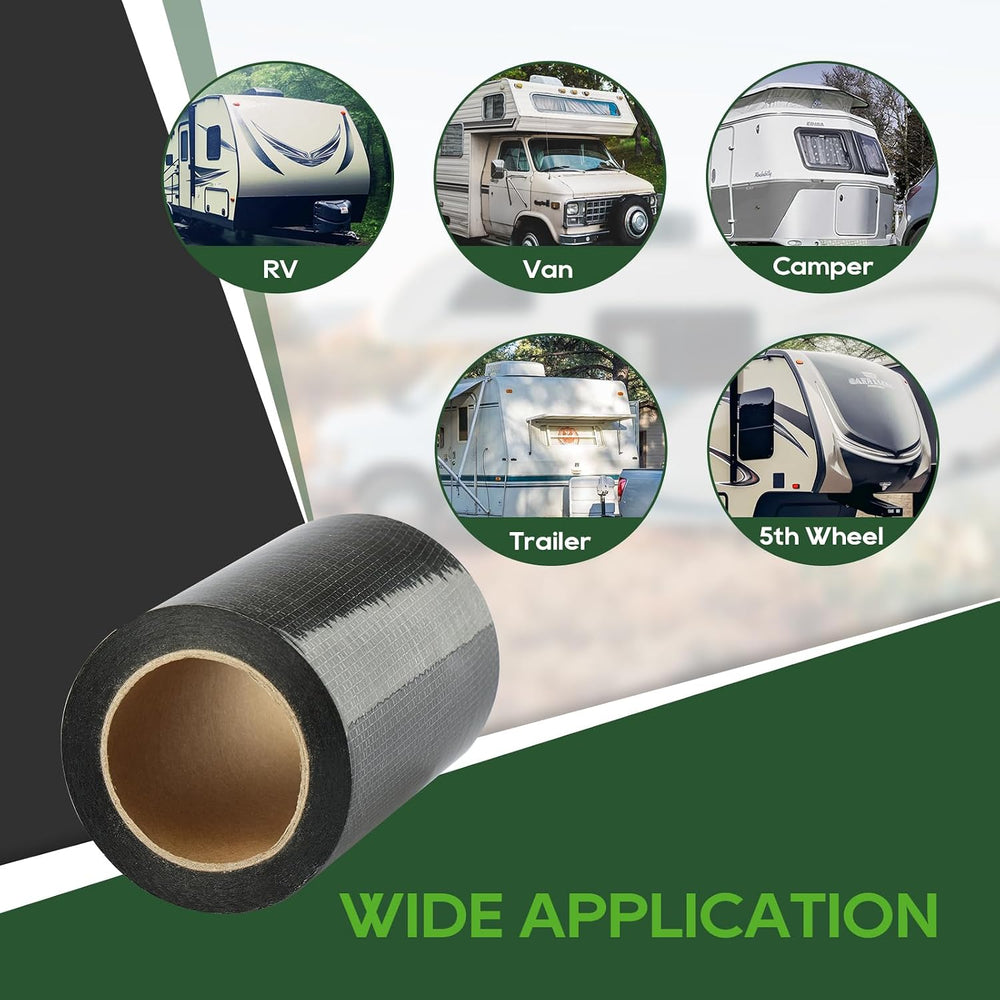 RVGUARD RV Underbelly Tape, 6 in x 50ft Black Permanent Sealing for RV