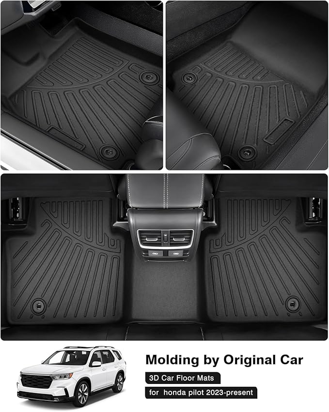 Powerty Floor Mats for 2023 2024 2025 Honda Pilot Accessories All Weather Floor