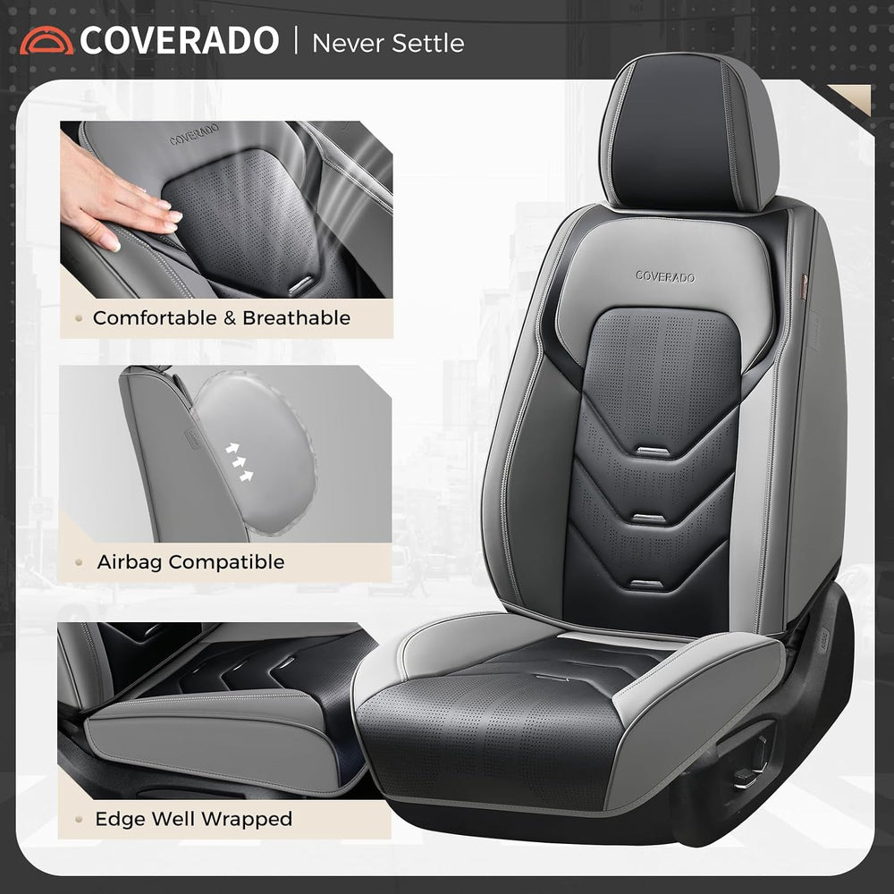 Coverado Car Seat Covers, Front Seat Cover for Car, Waterproof Leather Car Se...