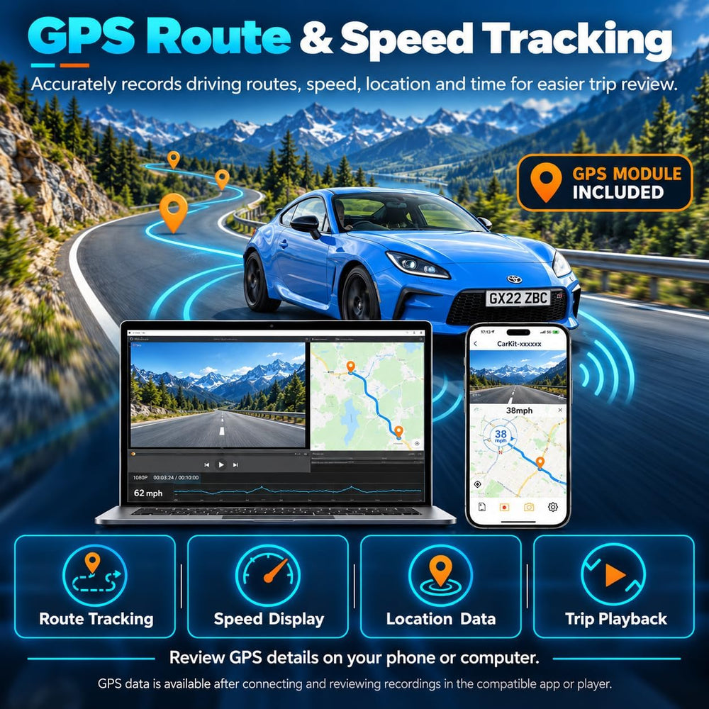 4K+2.5K Rear View Mirror Dual Dash Cam, Voice Control Night Vision WiFi GPS