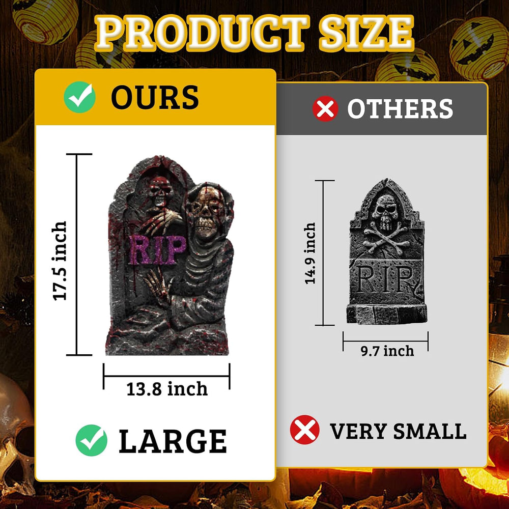 10 Styles Halloween Large Tombstone Gravestones Yard Stakes Decorations 17IN ...