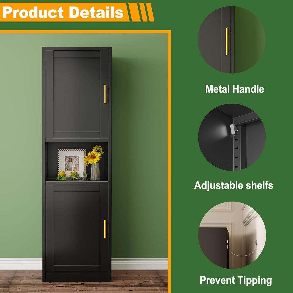 Tall Narrow Storage Cabinet 66.93" H Tall Bathroom Cabinet Metal Pantry ...