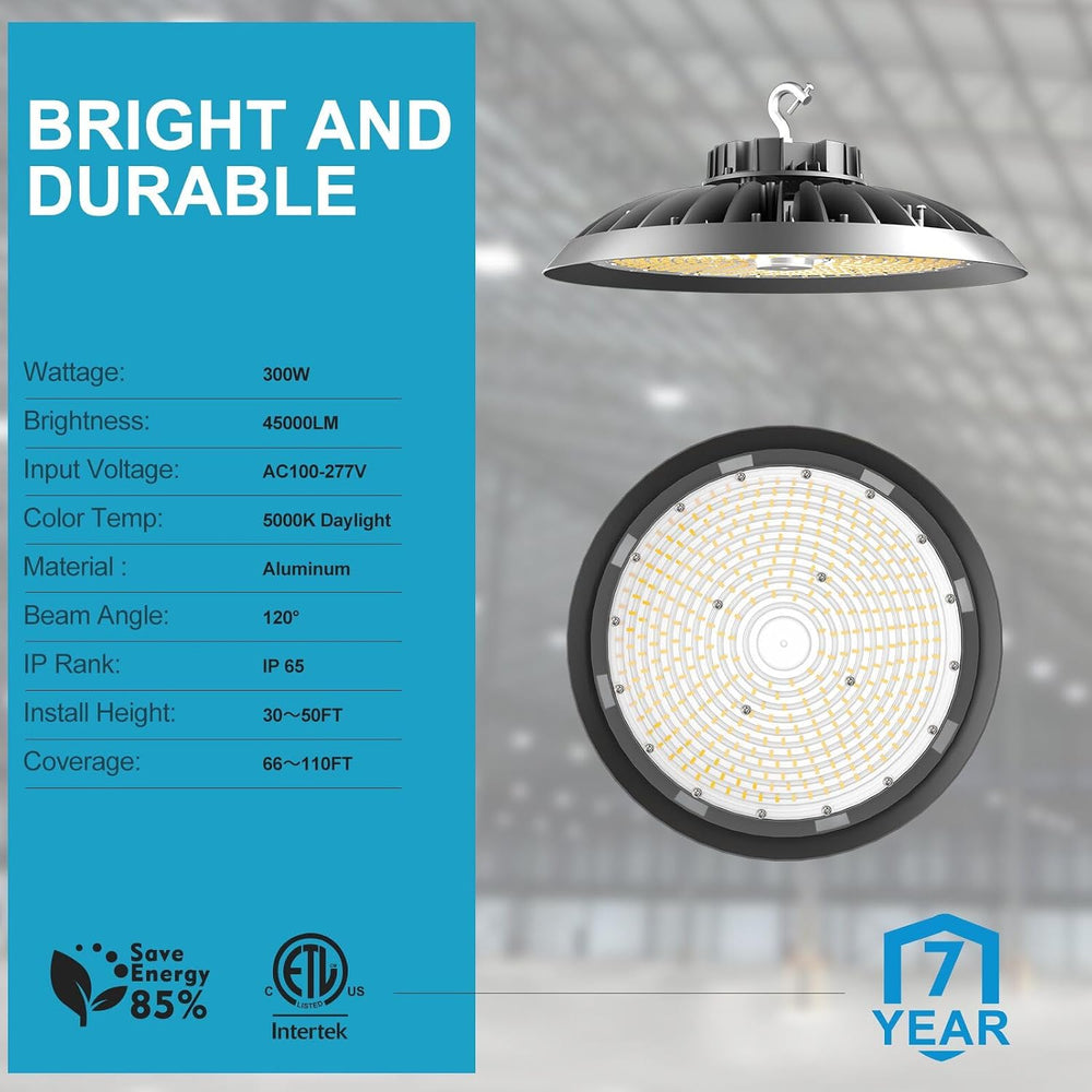 Lightdot 6Pack LED High Bay Light 300W(340x1W) 45000lm (Eqv.1200W MH/HPS) AC1...