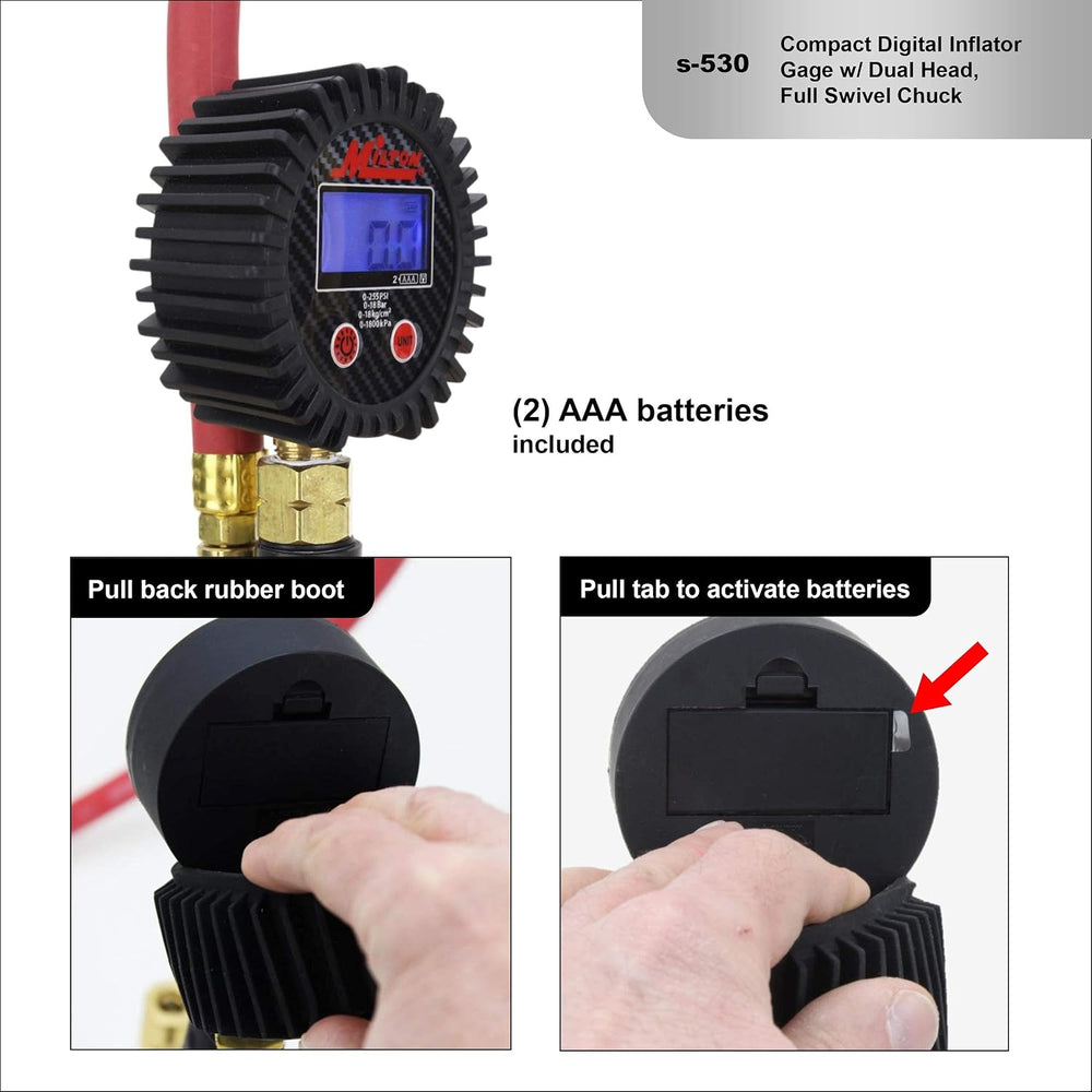 Milton S-530 Compact Digital Tire Inflator with Pressure Gauge, 255 PSI, Dual...