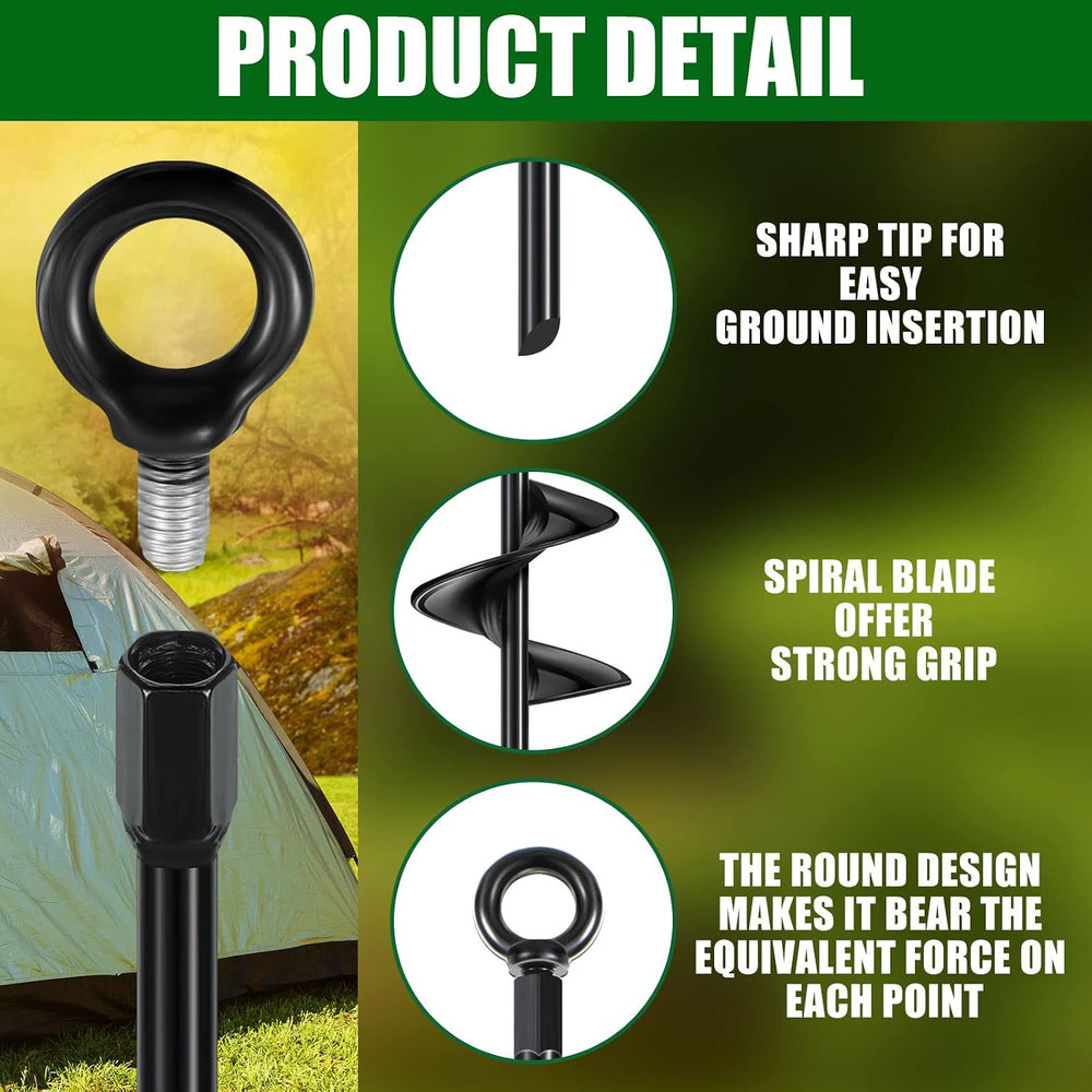 Chumia 6 Pcs 18 Inch Ground Anchor,Heavy Duty Earth Anchors, Black