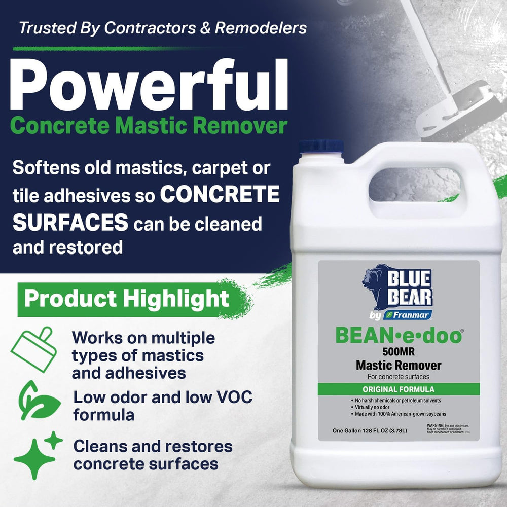 Blue Bear 500MR: BEAN-e-doo Mastic and Adhesive Remover for Concrete 1 Gal