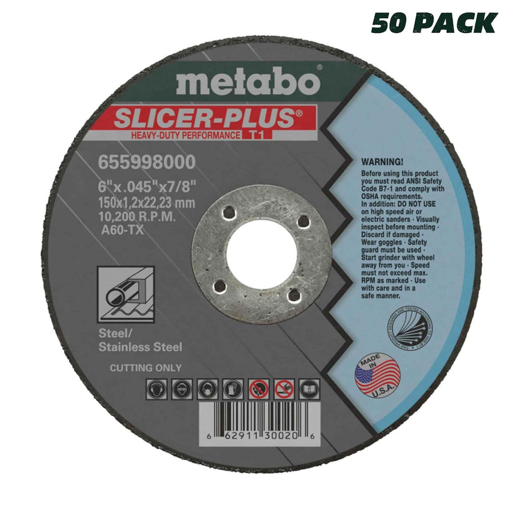 Metabo 655998000 50-Pack | 6-inch Slicer Plus Cutting Wheel | Type 1 | 6"...