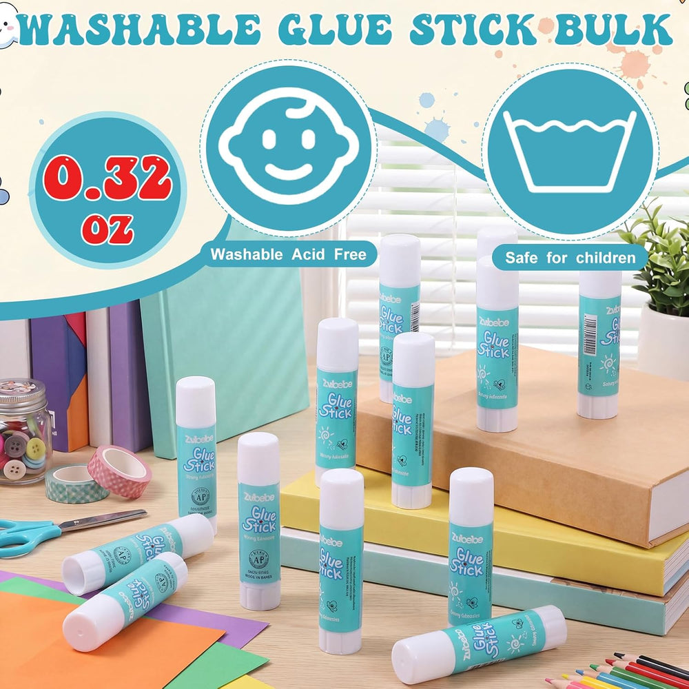 Zubebe 300 Count Glue Stick Bulk, 0.32 oz, 9g, Classic,Classroom Supplies