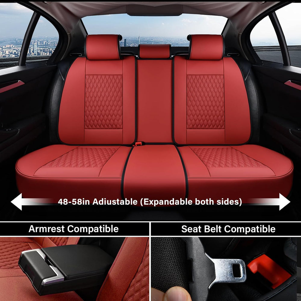 Coverado Car Seat Covers Full Set, Red Seat Covers for Car with Lumbar Suppor...
