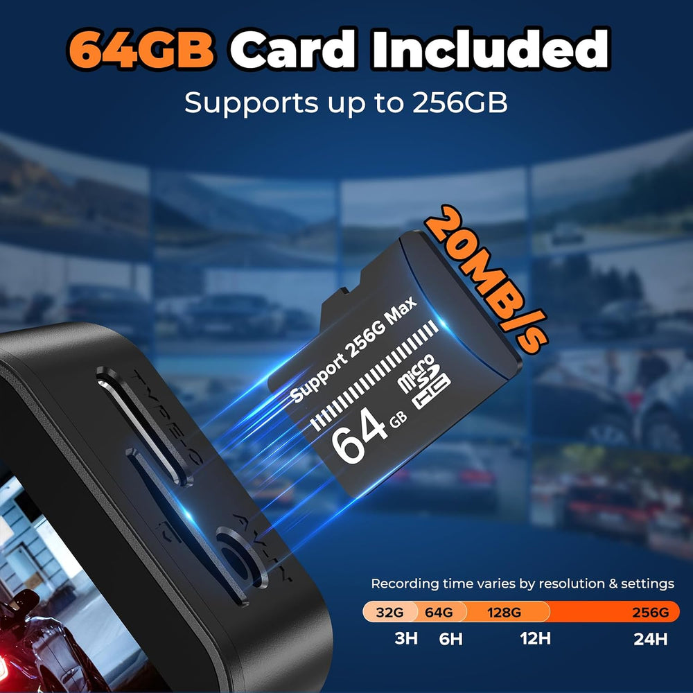 Dash Cam Front and Rear, 4K Dash Camera for Daily Driving, Day and Night