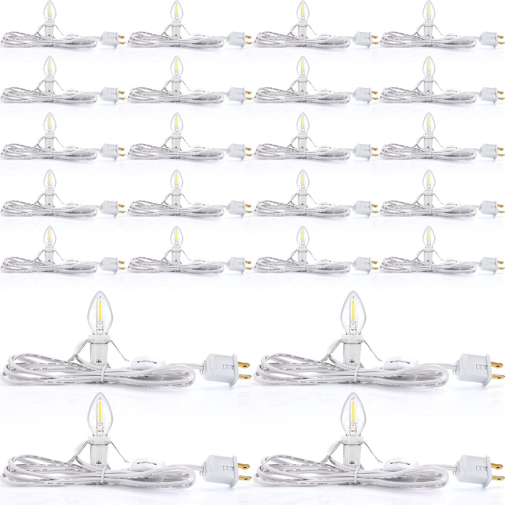 24 Packs Accessory Cord with LED Light Bulb, 6 Ft Light Accessory Cord Kit