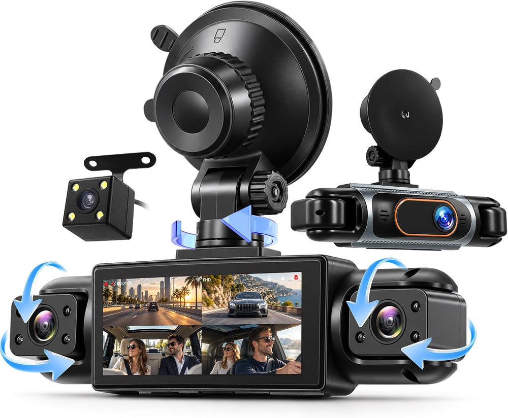 4 Channel 360ยฐ Dash Cam, FHD 1080P Dash Camera Front Rear Left Right Inside