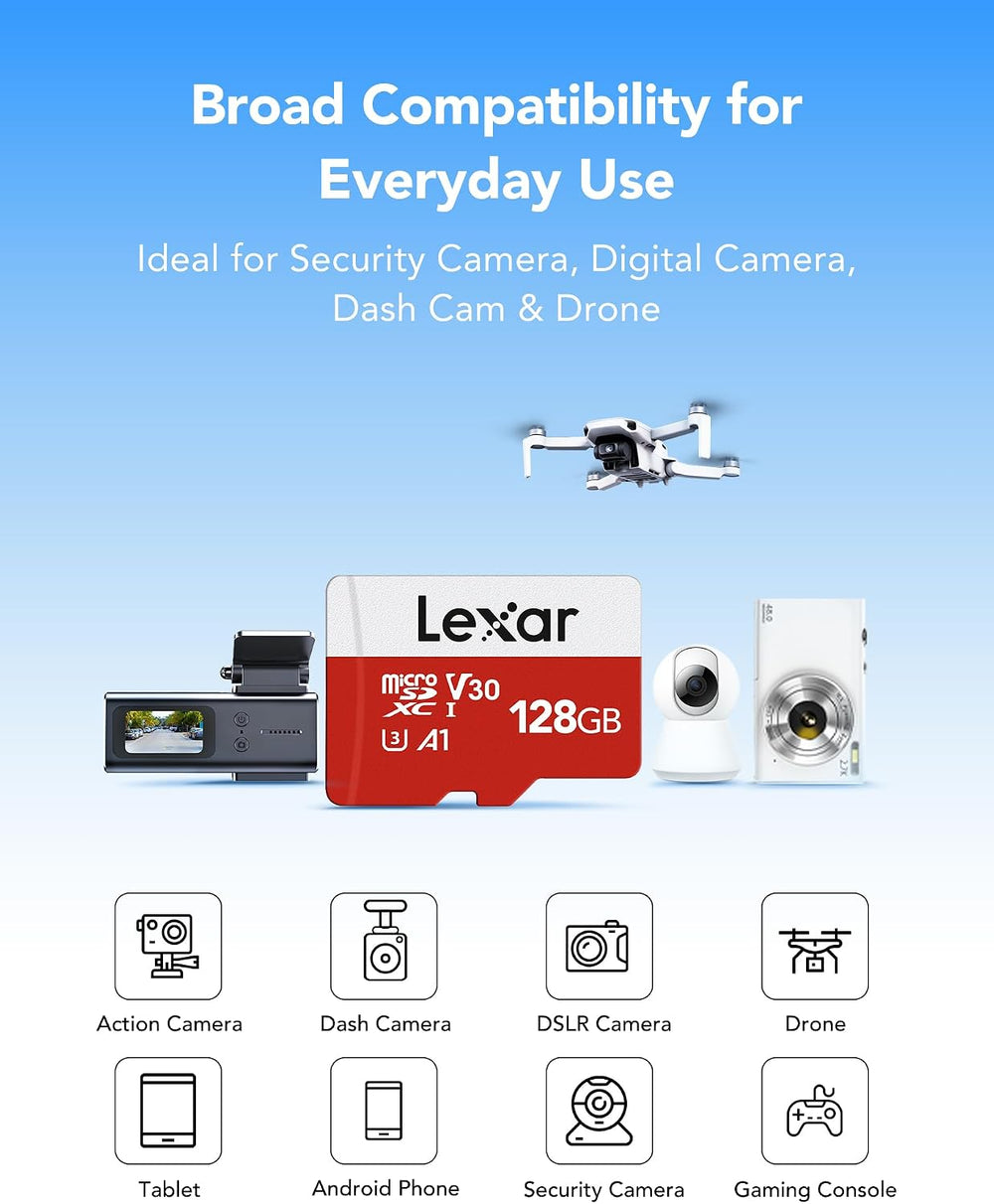 Lexar E-Series 128GB 2 PK Micro SD Card microSDXC UHS-I Flash Memory Card