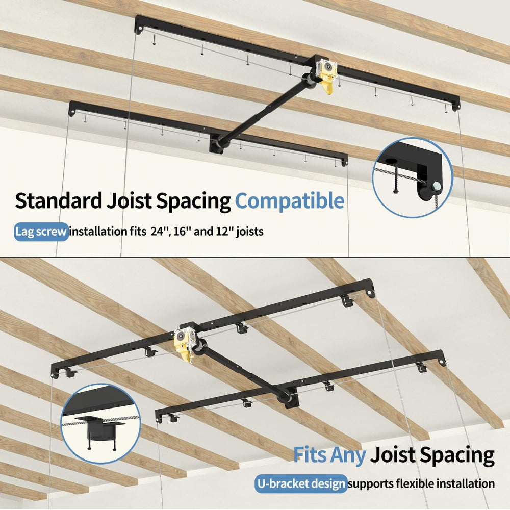Overhead Garage Storage Rack โ 4x8 FT Garage Ceiling Storage Racks with Safet...