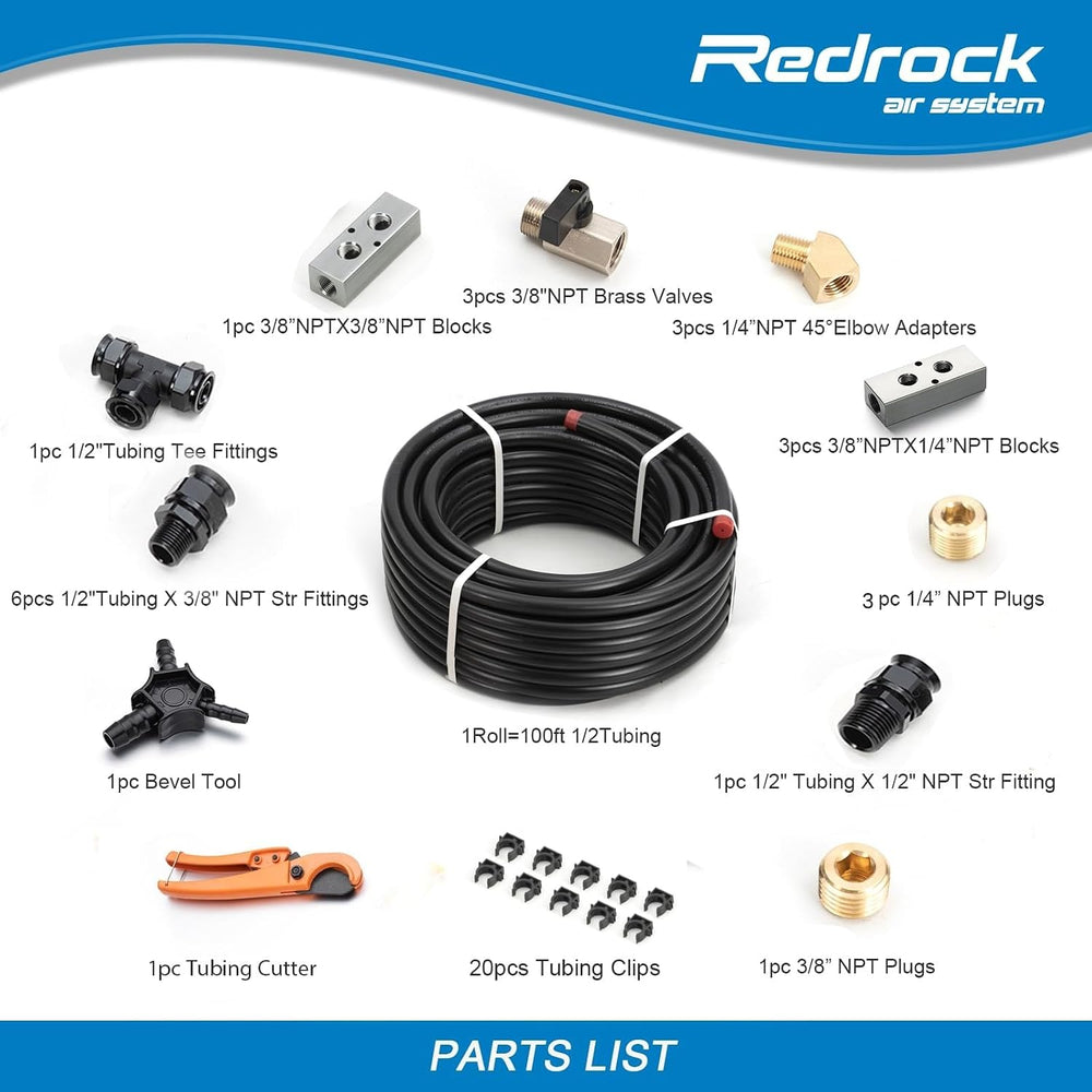 Air Compressor Accessories Kit 1/2" x 100 feet HDPE Aluminum Compressed ...